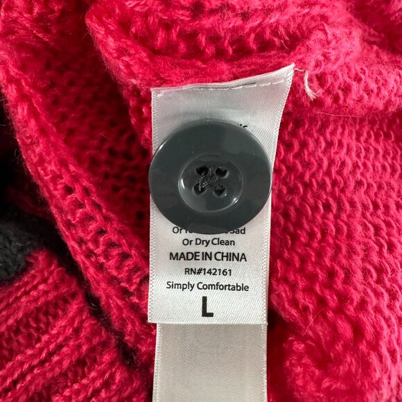 Lularoe Lucille Cardigan Sweater Large Cable Knit Pink Gray Oversized CJ-2080 - Picture 6 of 7